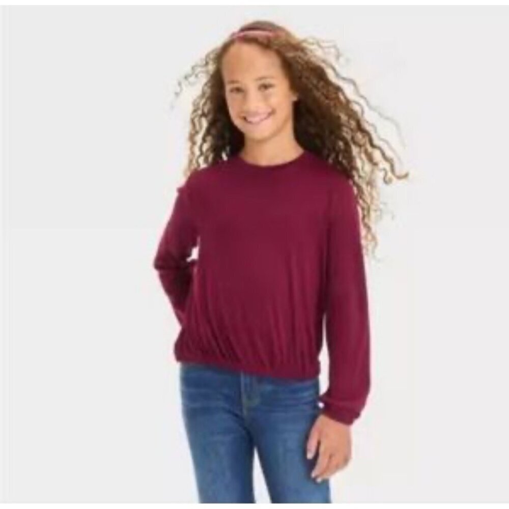 Cat & Jack Girl's Long Sleeve Textured Top Size L 10/12 NWT